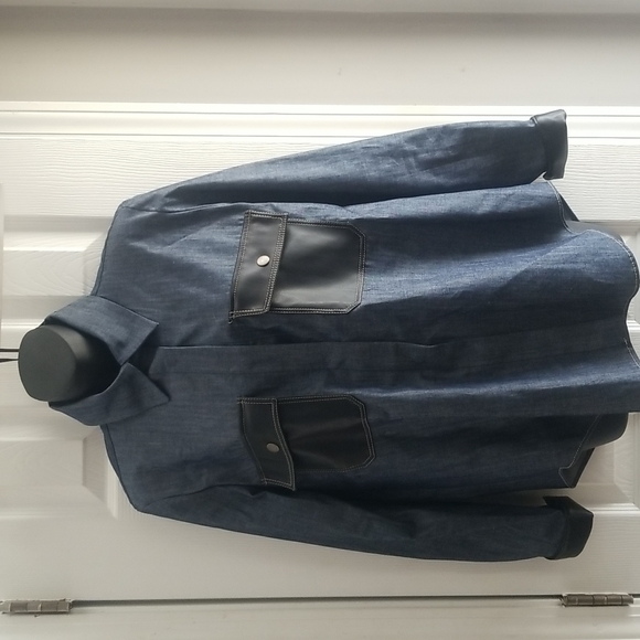 Zara women's shirt denim blue faux leather size S - Picture 4 of 15